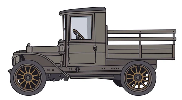 Draving Main Camion Militaire Vert Kaki Vintage — Image vectorielle