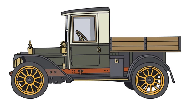 Het Met Hand Trekken Van Een Vintage Groene Crème Vrachtwagen — Stockvector
