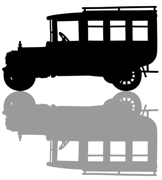 Silhouette Noire Bus Vintage Ombre Grise — Image vectorielle