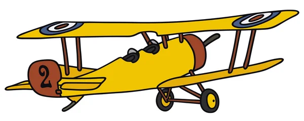 Yellow biplane — Stock Vector