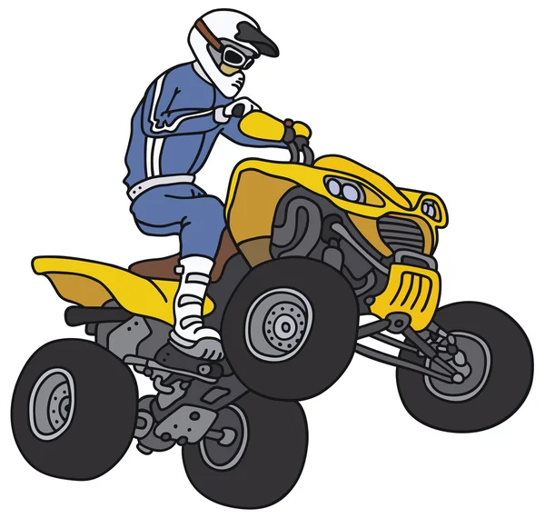 Pilota sul ATV giallo — Vettoriale Stock