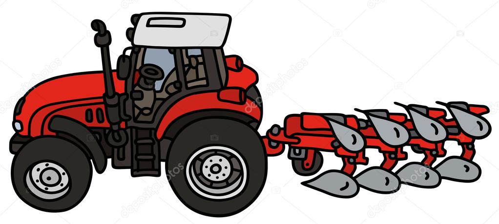 Tractor with a plow