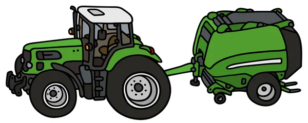 Tractor con aglutinante de heno — Archivo Imágenes Vectoriales