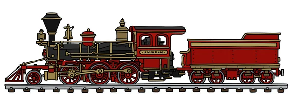 Vieja locomotora de vapor roja americana — Vector de stock