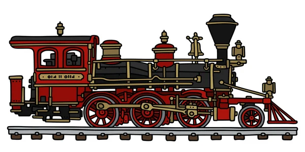 Oude rode Amerikaanse stoomlocomotief — Stockvector