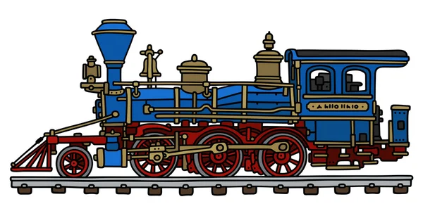 Régi kék amerikai steam locomotive — Stock Vector