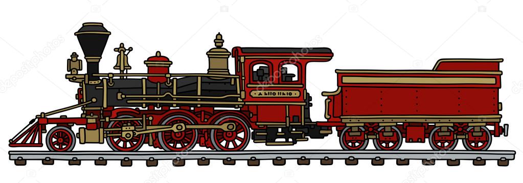 Old red american steam locomotive