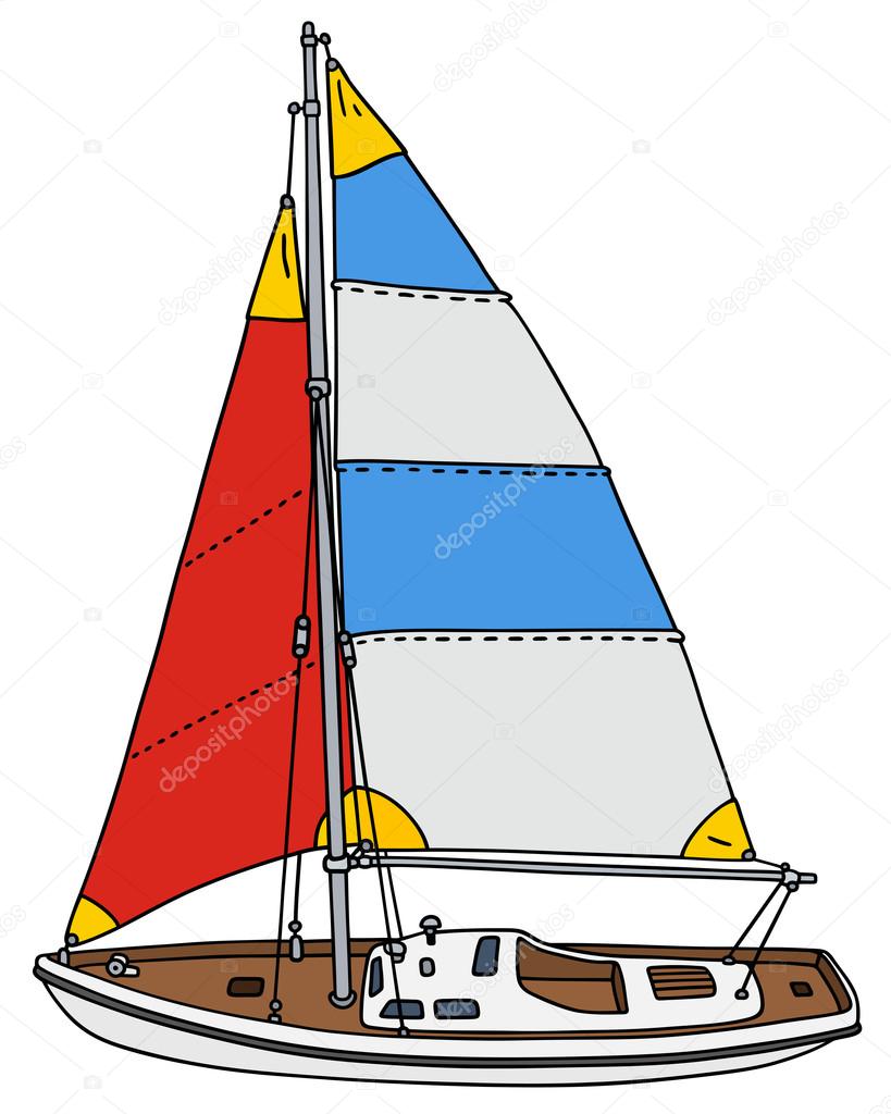 Color small sailing yacht