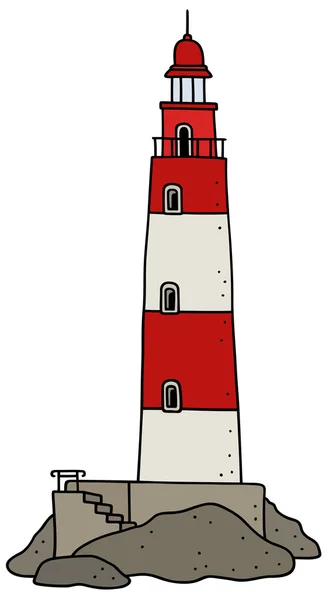 Antiguo faro rojo — Vector de stock