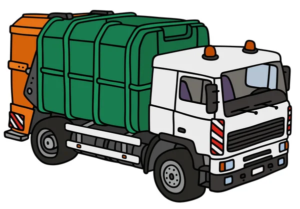 Carro de basura verde y naranja — Vector de stock