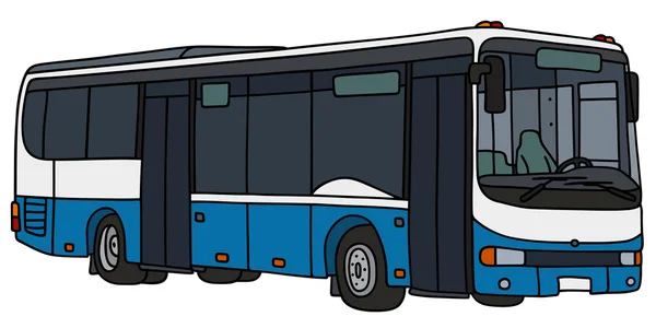 Autobús urbano azul y blanco — Vector de stock