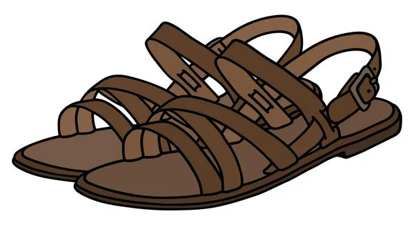 Kvinnans sandaler av läder — Stock vektor