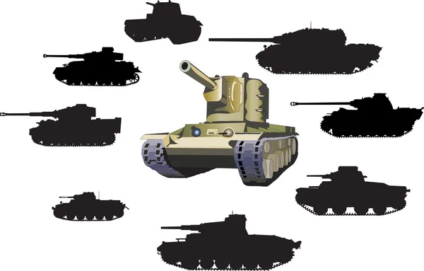 Conjunto de tanques de la Primera Guerra Mundial — Vector de stock