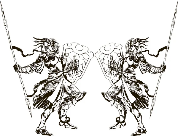 Deux Chevaliers Vecteur — Image vectorielle