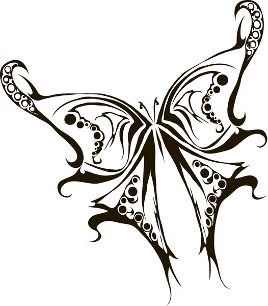 Svartvit tatuering Butterflys vektor — Stock vektor
