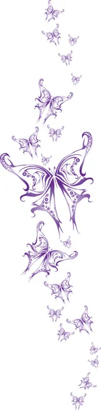 Ställ in fjärilar blå tatuering vektor — Stock vektor