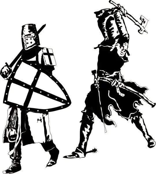 Two Knights Templar Vector — Stock Vector