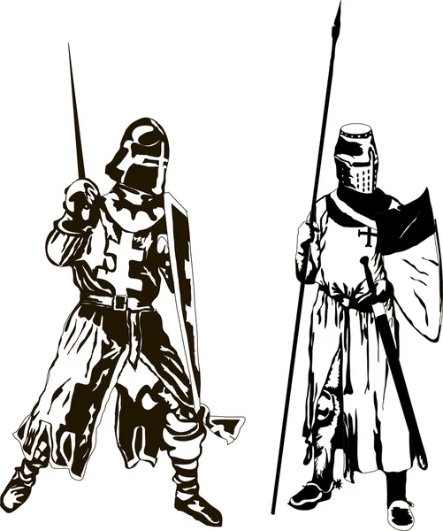 Dois cavaleiros Medieval Vector —  Vetores de Stock