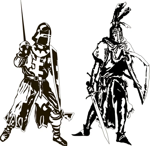 Dois cavaleiros Medieval Vector —  Vetores de Stock