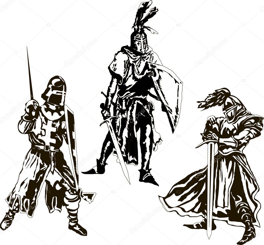 Three Medieval Knights Vector