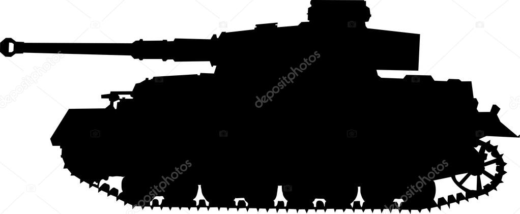 Tiger. German silhouette  tank of World War II