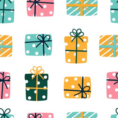 Renkli Noel Sunar Kusursuz Tekrarlama Deseni.