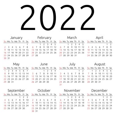 Calendar 2022 Free Vector Eps Cdr Ai Svg Vector Illustration Graphic Art