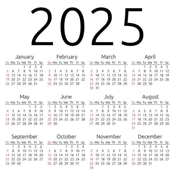 2025 kalender vetores de stock, imagens vetoriais, desenhos gráficos