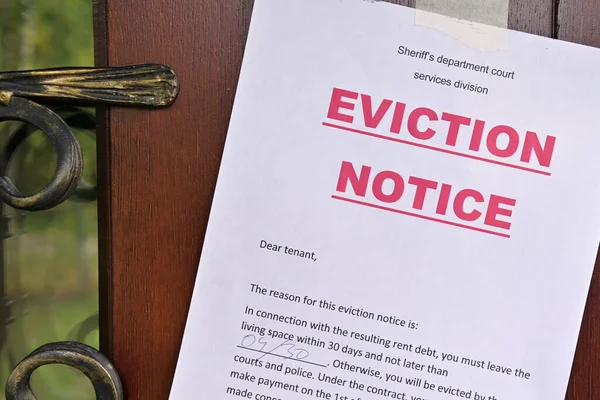 Notice Eviction Tenants Hangs Door House Front View Royalty Free Stock Images