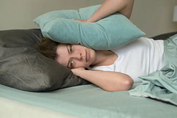 Young Woman Woken Morning Annoyed Noise Neighbors Street Woman Gets Stock Picture