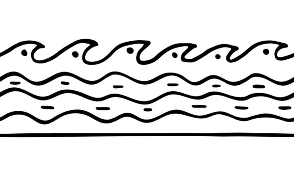 Nahtlos Variable Wellen Und Linien Gestreifte Horizontale Muster Kurven Abstrakter — Stockvektor
