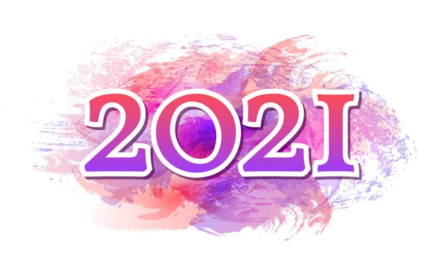 Číslicí Text2021 Bright Gradient Písmo Pozadí Akvarel Skvrny Nový Rok — Stockový vektor