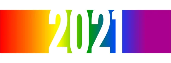 2021年新年数字文字 色彩艳丽的彩虹背景 负空间设计模板 Lgbt自豪党 病媒图解 — 图库矢量图片