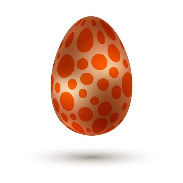 Uovo Pasqua Bronzo Dorato Metallico Con Motivo Pois Arancione Lucido — Vettoriale Stock
