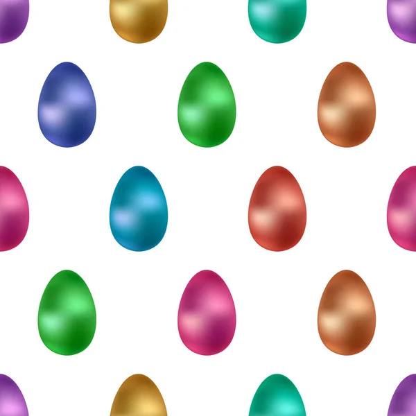 Uova Pasqua Colorato Modello Metallico Senza Cuciture Disegno Caccia All — Vettoriale Stock