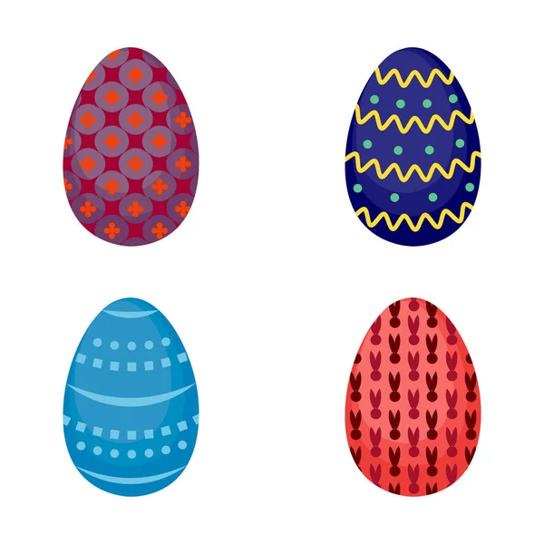 Conjunto Huevos Pascua Con Diferentes Texturas Patrones Colores Sobre Fondo — Vector de stock