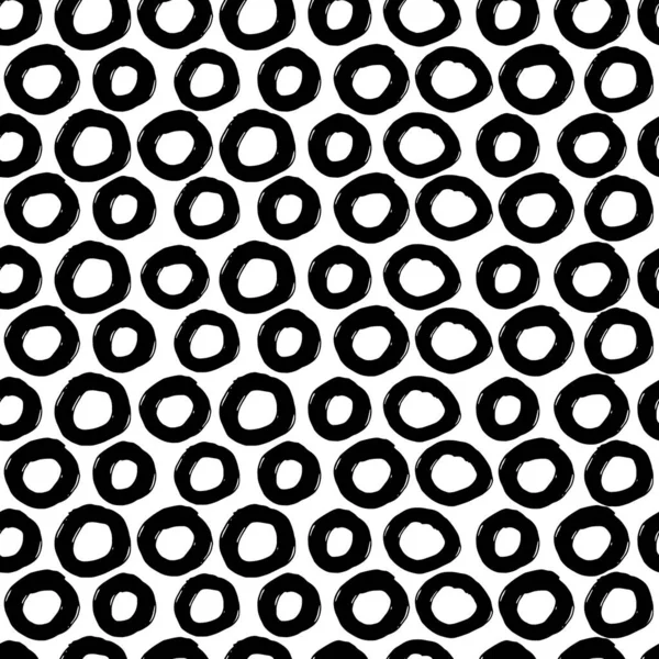 Grunge Textuur Naadloos Patroon Van Verschillende Cirkels Zwarte Vlekken Ontwerp — Stockvector