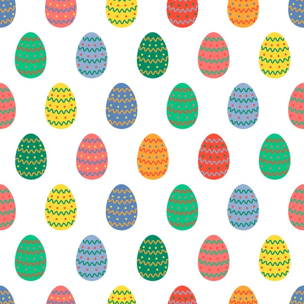 Modello Senza Cuciture Uova Pasqua Diversi Colori Pastello Con Motivi — Vettoriale Stock