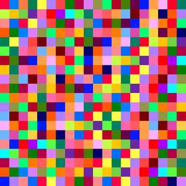 Farklı renklerdeki karelerin kusursuz deseni. Soyut vektör arkaplanı. Pankart, poster, kart, kapak, parti davetiyesi, duvar kağıdı için tasarım