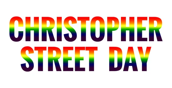 Christopher Street Day Belettering Inscriptie Regenboog Tekst Witte Achtergrond Lgbt — Stockvector