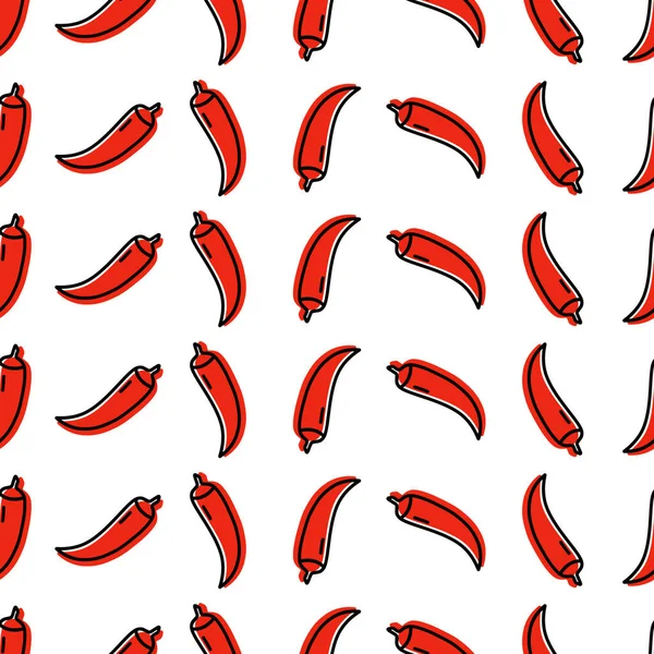 Chilli Rote Paprika Symbol Nahtlose Muster Würzige Speisen Mexikanische Küche — Stockvektor