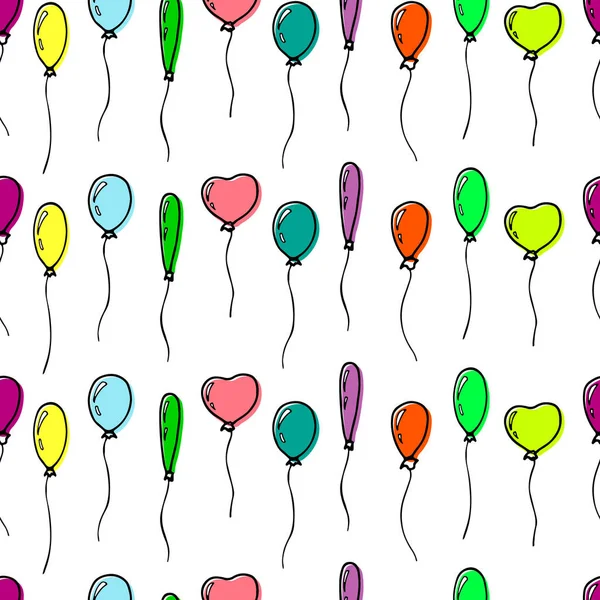 Modèle Sans Couture Quatre Ballons Différentes Formes Couleurs Sur Des — Image vectorielle