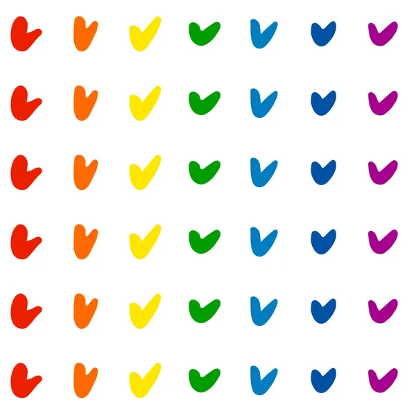 Naadloos Patroon Van Vinkjes Pijlen Van Regenboogkleuren Grunge Textuur Handgetekende — Stockvector