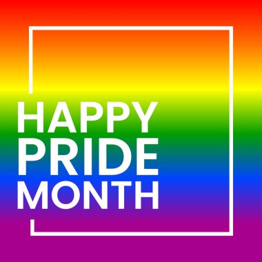 Gökkuşağı arka planında beyaz harflerle 