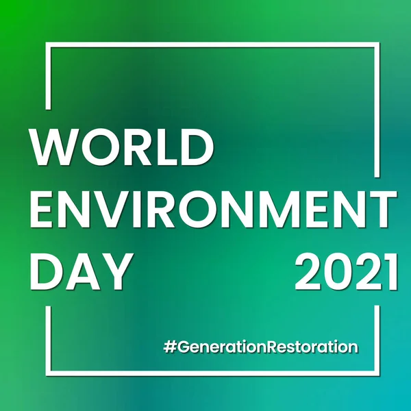 Journée Mondiale Environnement 2021 Génération Inscription Restauration Sur Fond Abstrait — Image vectorielle