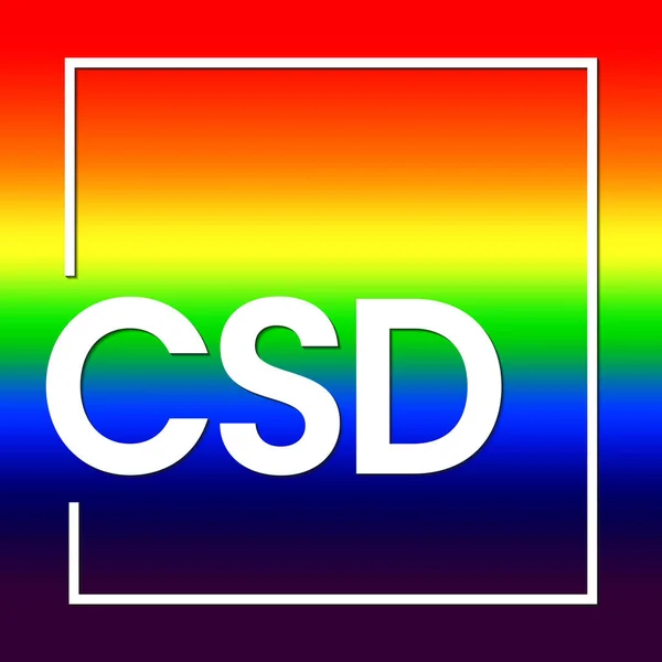 Inscripción Letras Csd Blanco Sobre Fondo Arco Iris Diseño Del — Vector de stock