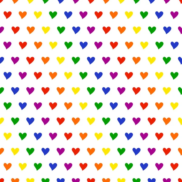 Rainbow Seamless Pattern Colorful Hearts Lgbt Equal Rights Justice Tolerance — Stock Vector