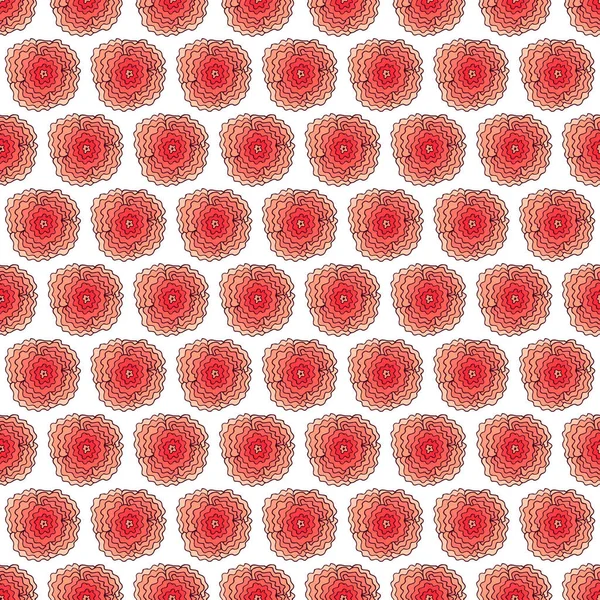 白地に手描きのピンクの牡丹のシームレスなパターン 春の花の線画コレクション ベクターイラスト — ストックベクタ
