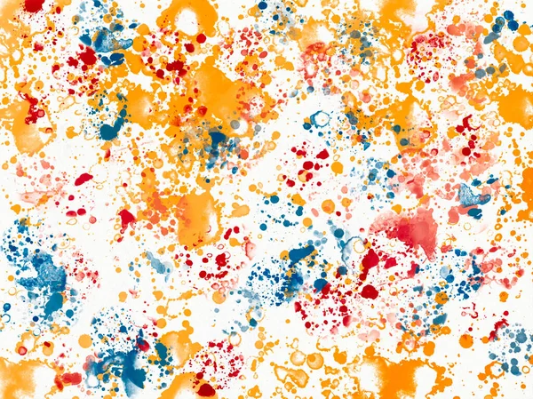 Watercolor imitation hand drawn background. Bright abstract brush strokes gradient design with yellow, orange, blue, red stains