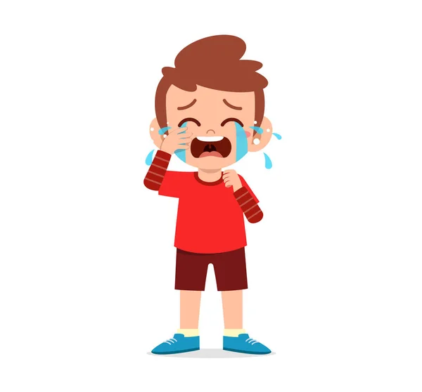 Χαριτωμένο Μικρό Παιδί Σταθεί Ενώ Κλαίει — Διανυσματικό Αρχείο